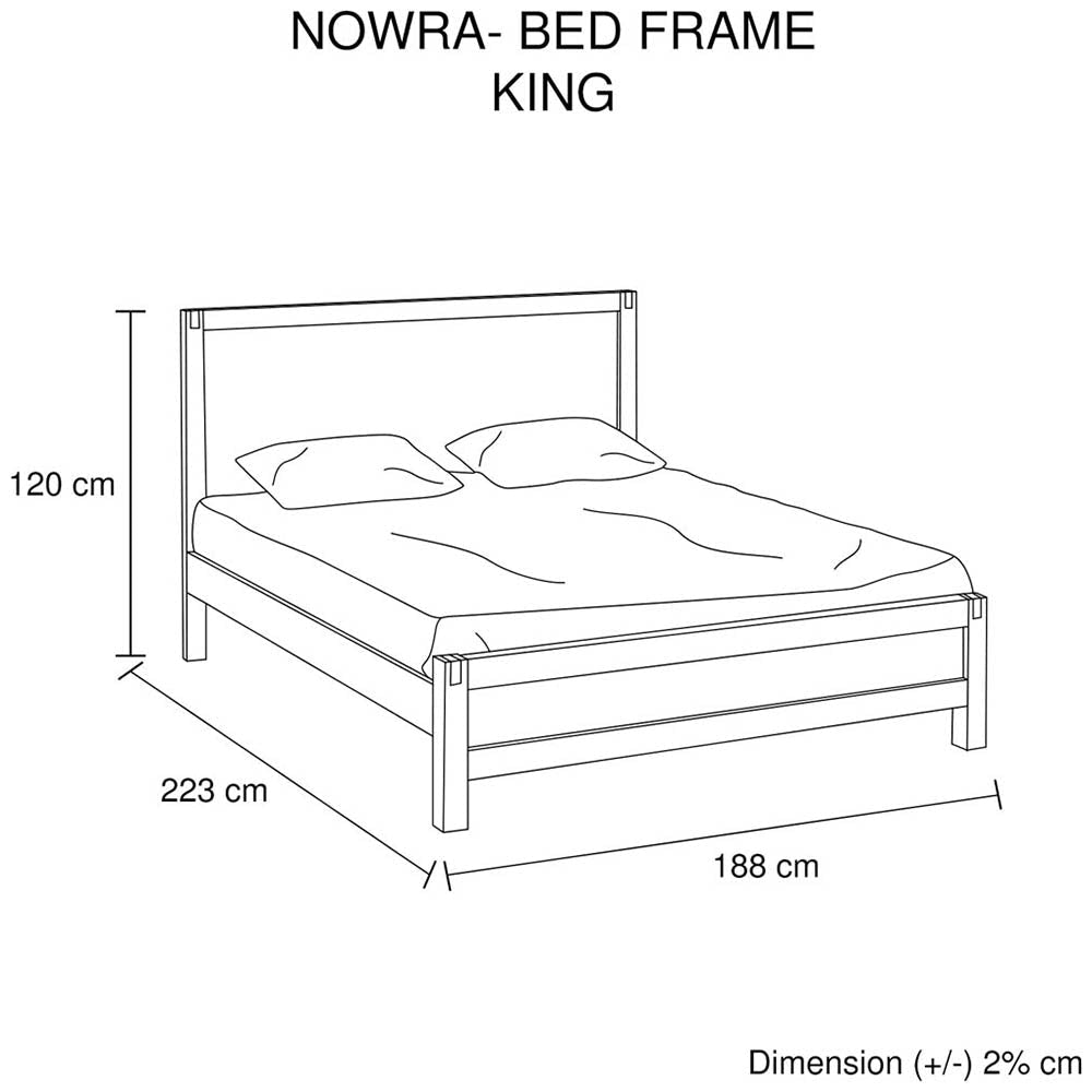 Bed Frame King Size in Solid Wood Veneered Acacia Bedroom Timber Slat Oak Fast shipping On sale