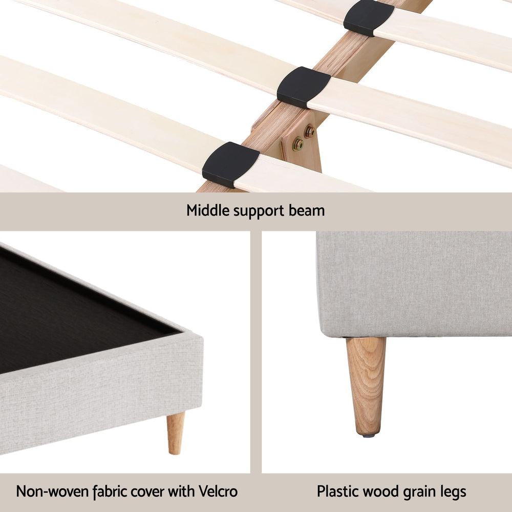 Bed Frame Queen Size Beige ZORA Fast shipping On sale