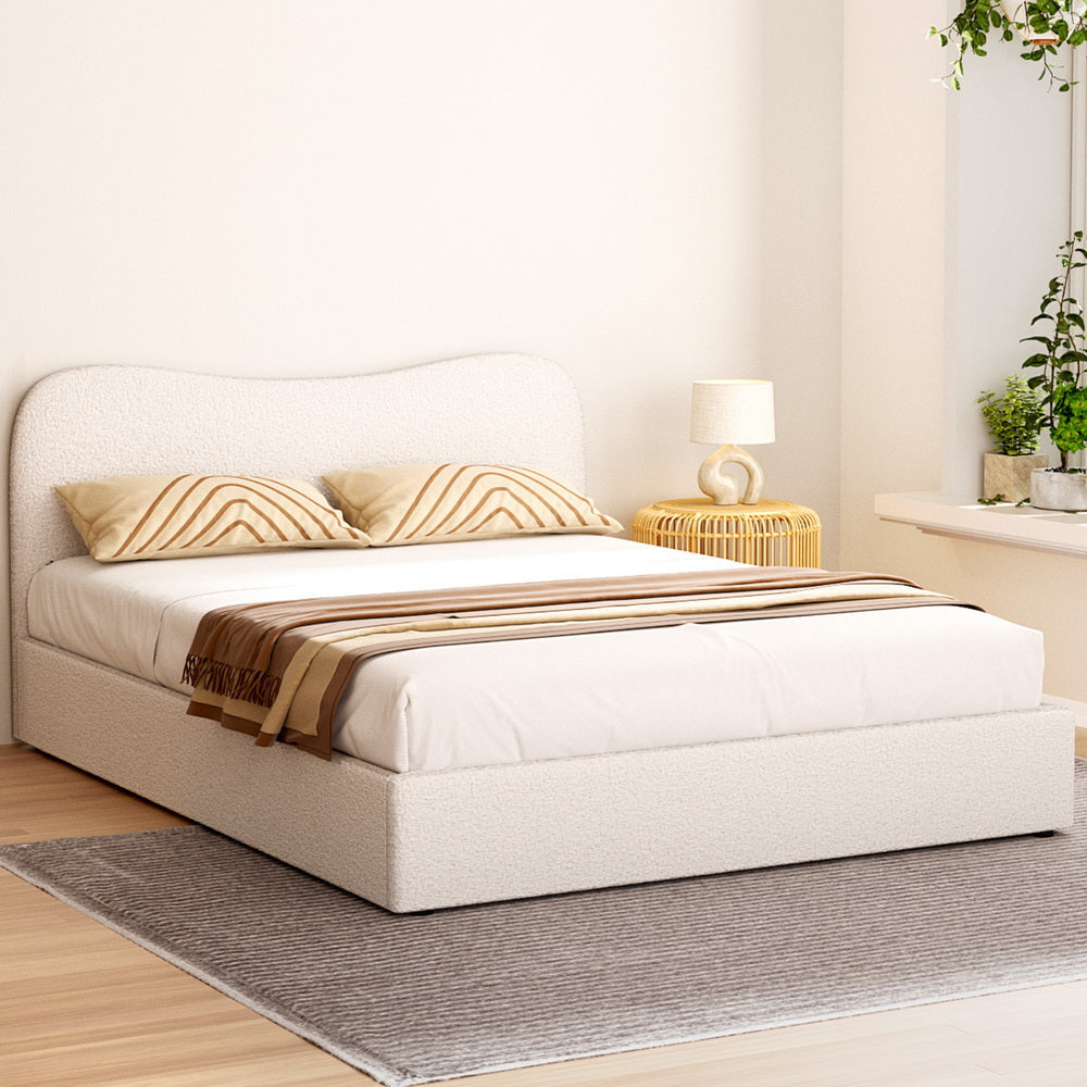 Bed Frame Queen Size Boucle DARA Fast shipping On sale