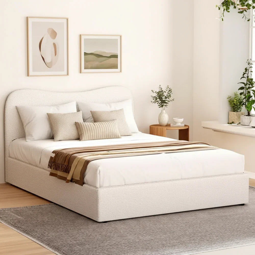 Bed Frame Queen Size Boucle DARA Fast shipping On sale