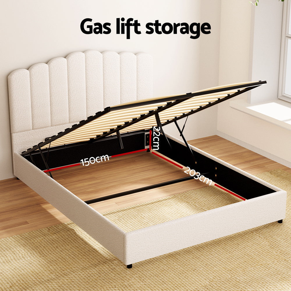 Bed Frame Queen Size Boucle FION Fast shipping On sale