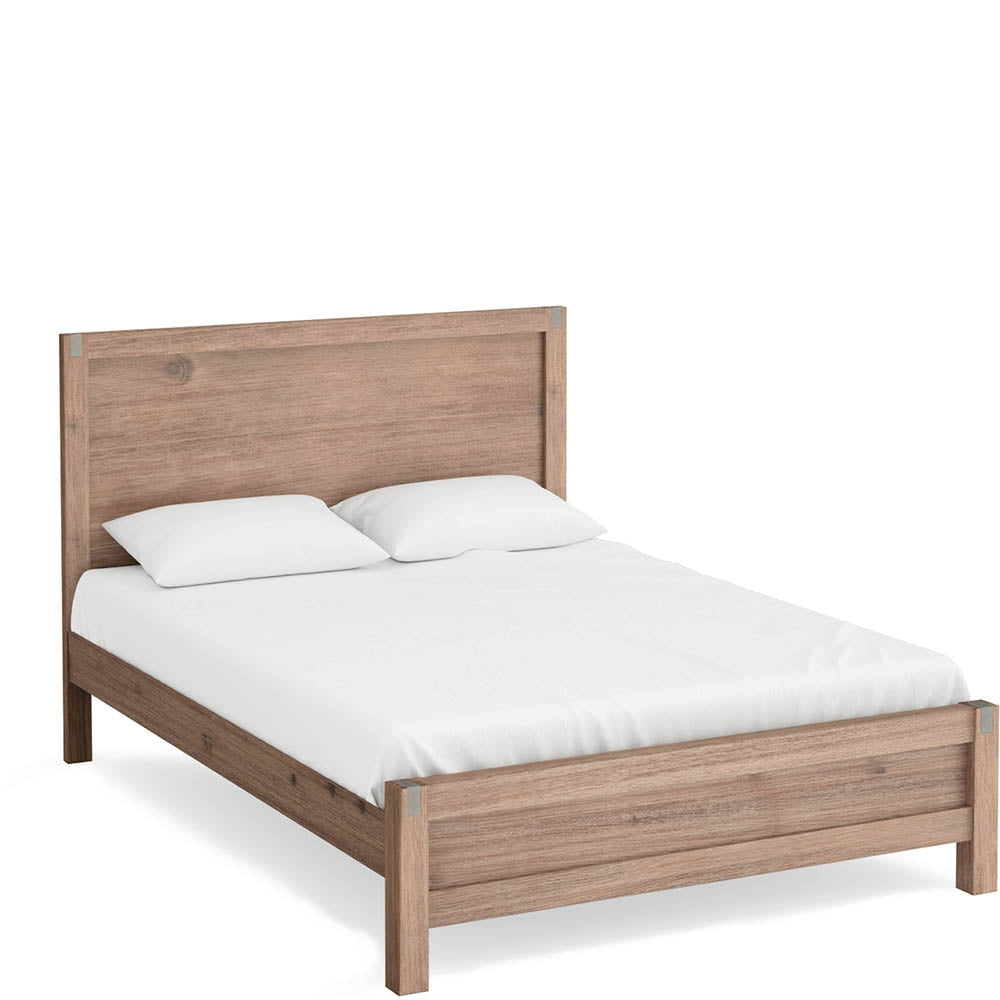 Bed Frame Queen Size in Solid Wood Veneered Acacia Bedroom Timber Slat Oak Fast shipping On sale