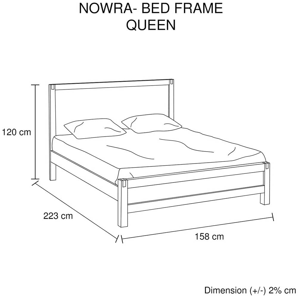 Bed Frame Queen Size in Solid Wood Veneered Acacia Bedroom Timber Slat Oak Fast shipping On sale