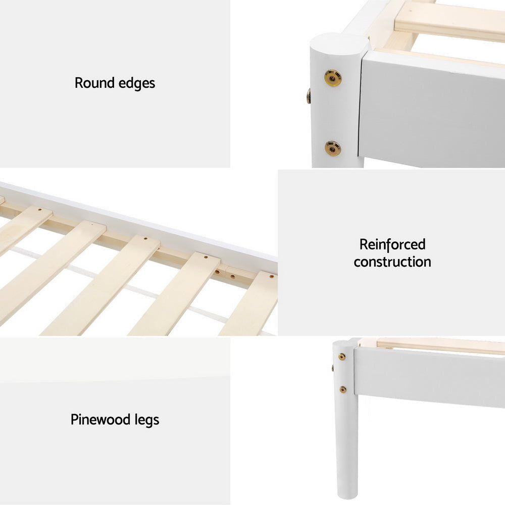 Bed Frame Queen Size Wooden White DALY Fast shipping On sale