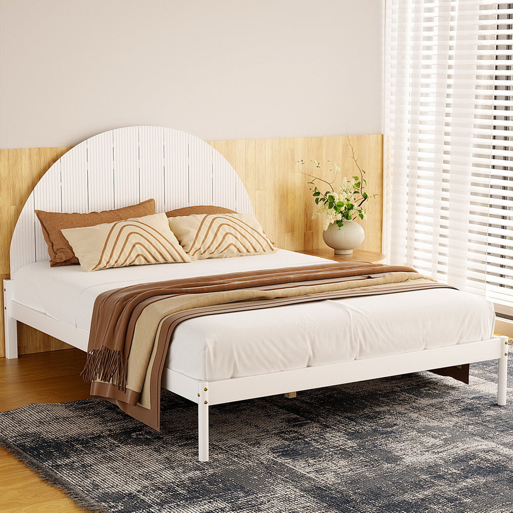 Bed Frame Queen Size Wooden White DALY Fast shipping On sale