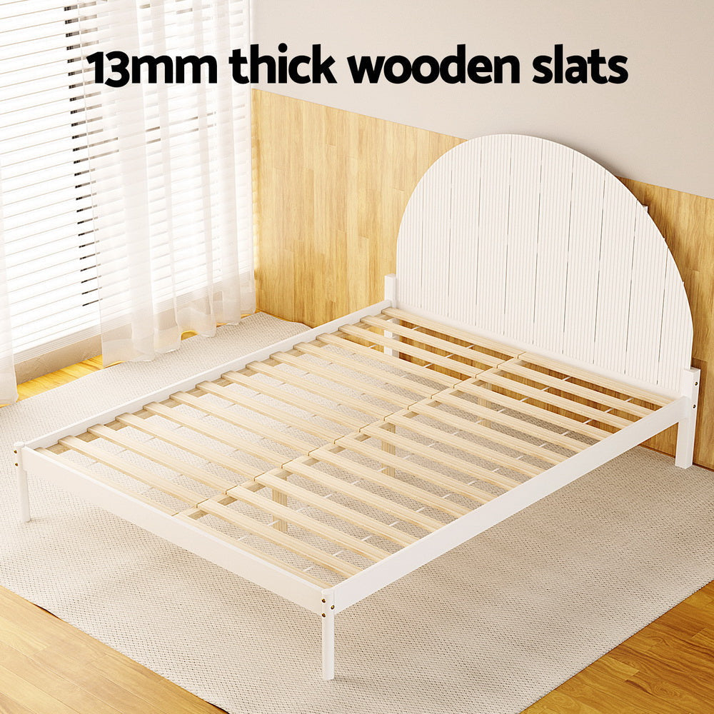 Bed Frame Queen Size Wooden White DALY Fast shipping On sale