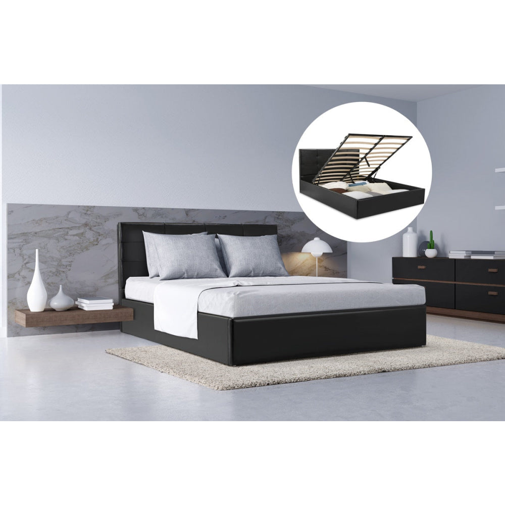 Bed Frame Siena Gas Lift Collection Black Queen Fast shipping On sale