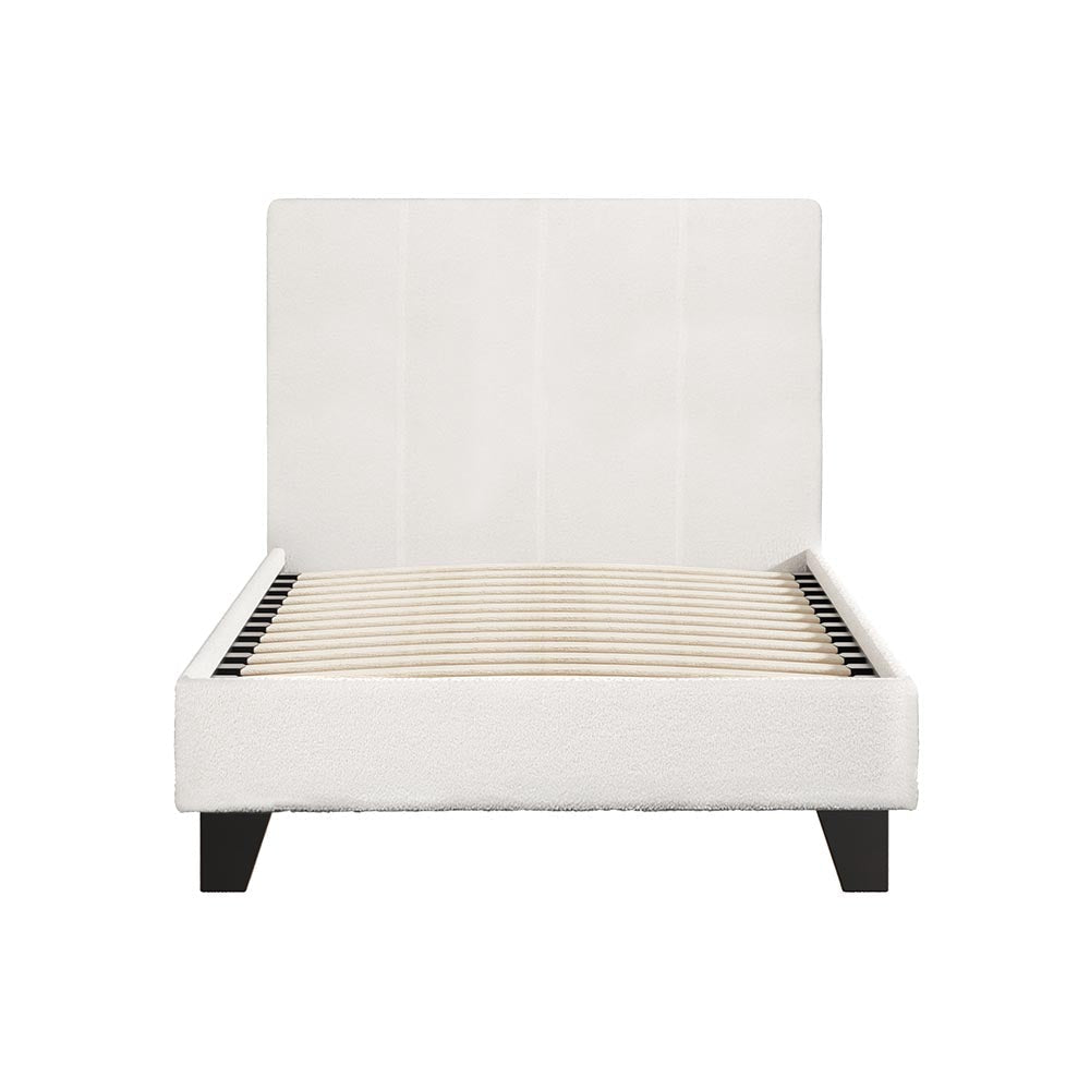 Bed Frame Single Size Boucle Fabric Mattress Base Platform Wooden Fast shipping On sale