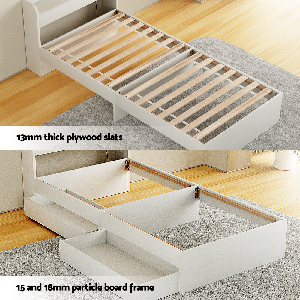 Bed Frame Single Size with Charging Ports and 2 Drawers AURA Fast shipping On sale