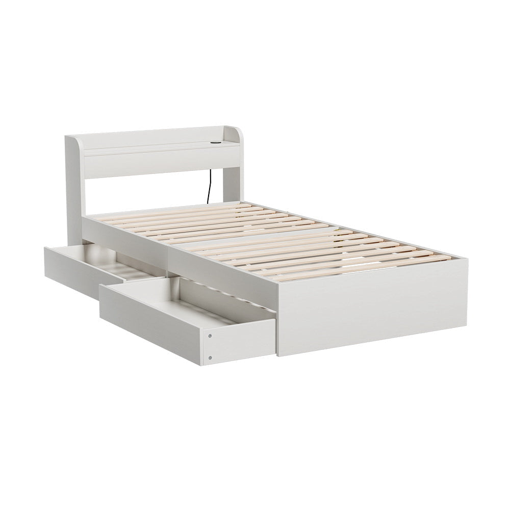 Bed Frame Single Size with Charging Ports and 2 Drawers AURA Fast shipping On sale