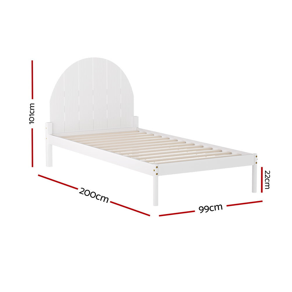 Bed Frame Single Size Wooden White DALY Fast shipping On sale