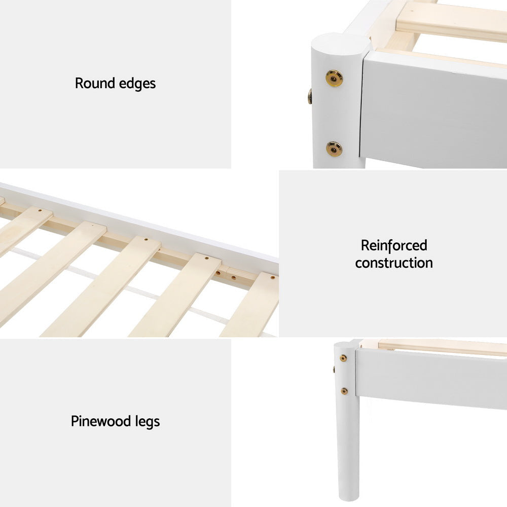 Bed Frame Single Size Wooden White DALY Fast shipping On sale