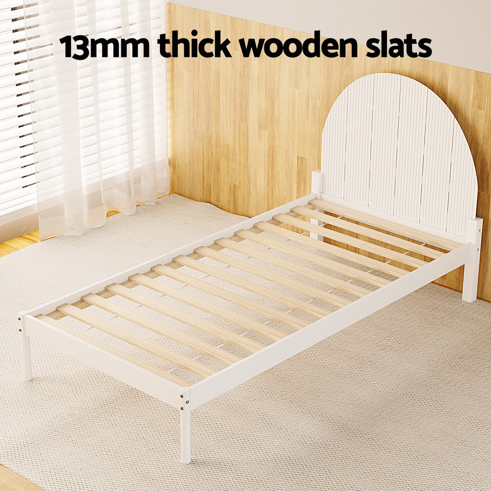 Bed Frame Single Size Wooden White DALY Fast shipping On sale