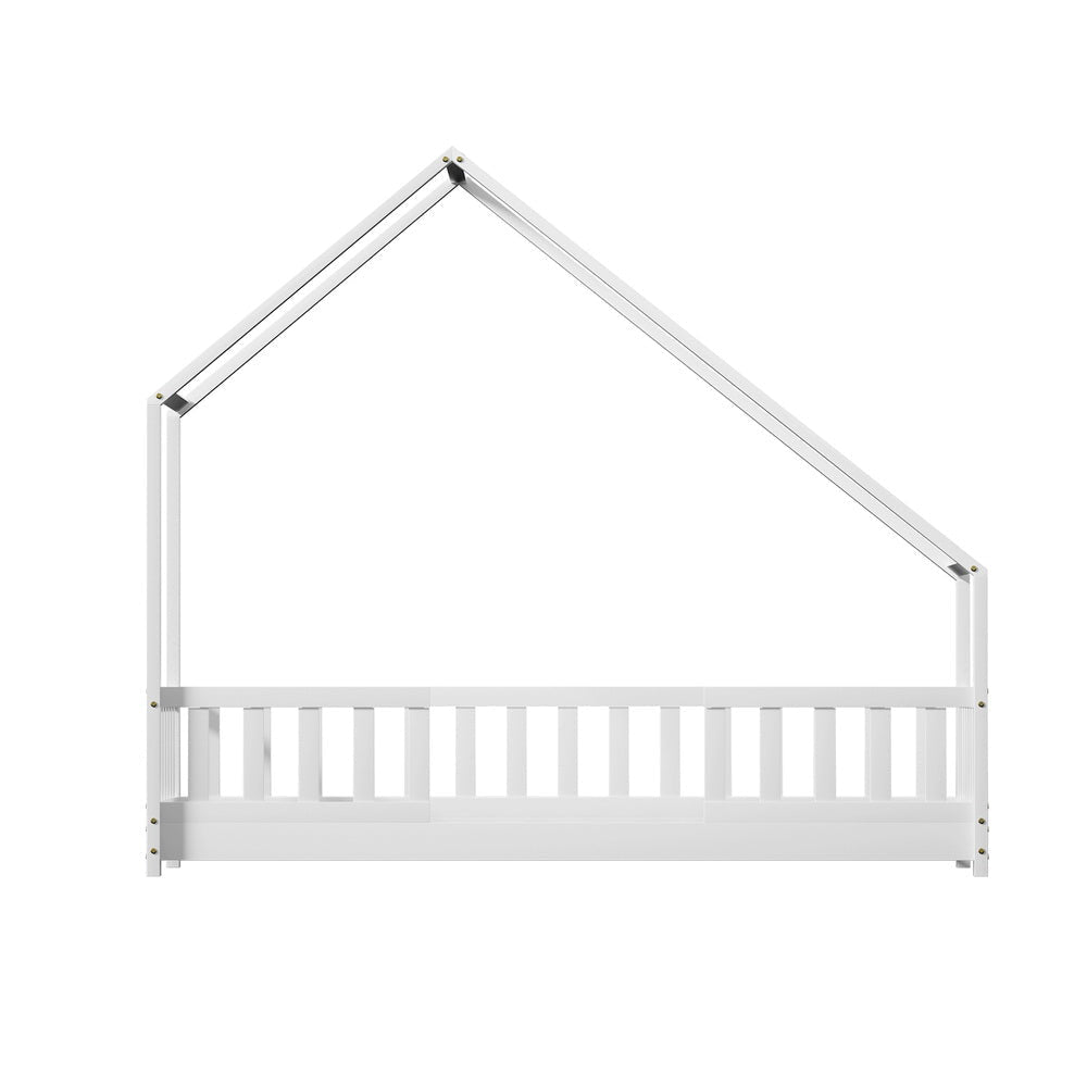 Bed Frame Wooden Kids House Single White PAVO Fast shipping On sale