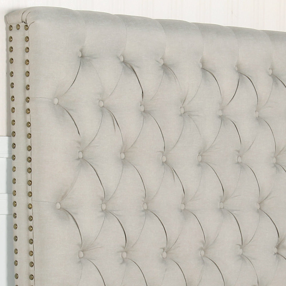 Bed Head Double Size French Provincial Headboard Upholsterd Fabric Beige Frame Fast shipping On sale