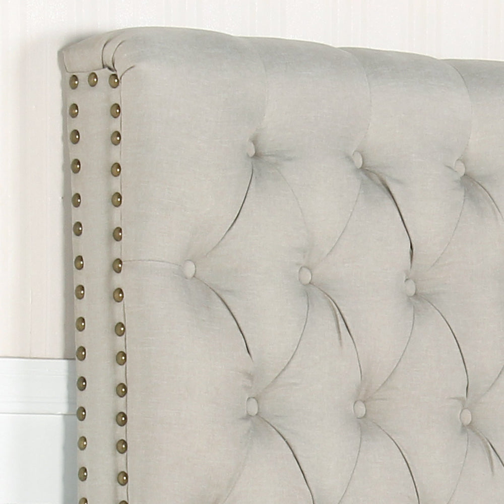 Bed Head Double Size French Provincial Headboard Upholsterd Fabric Beige Frame Fast shipping On sale