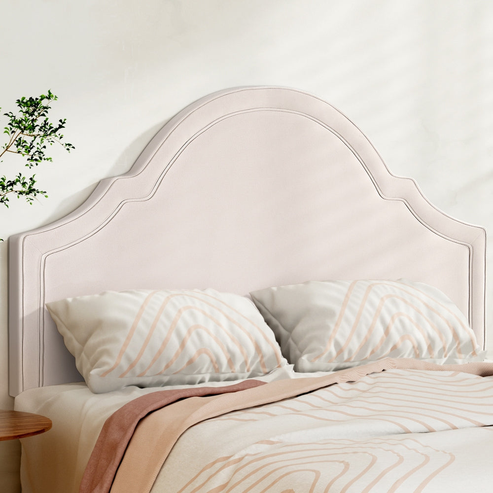 Bed Head Headboard Queen Velvet IRIS Beige Fast shipping On sale