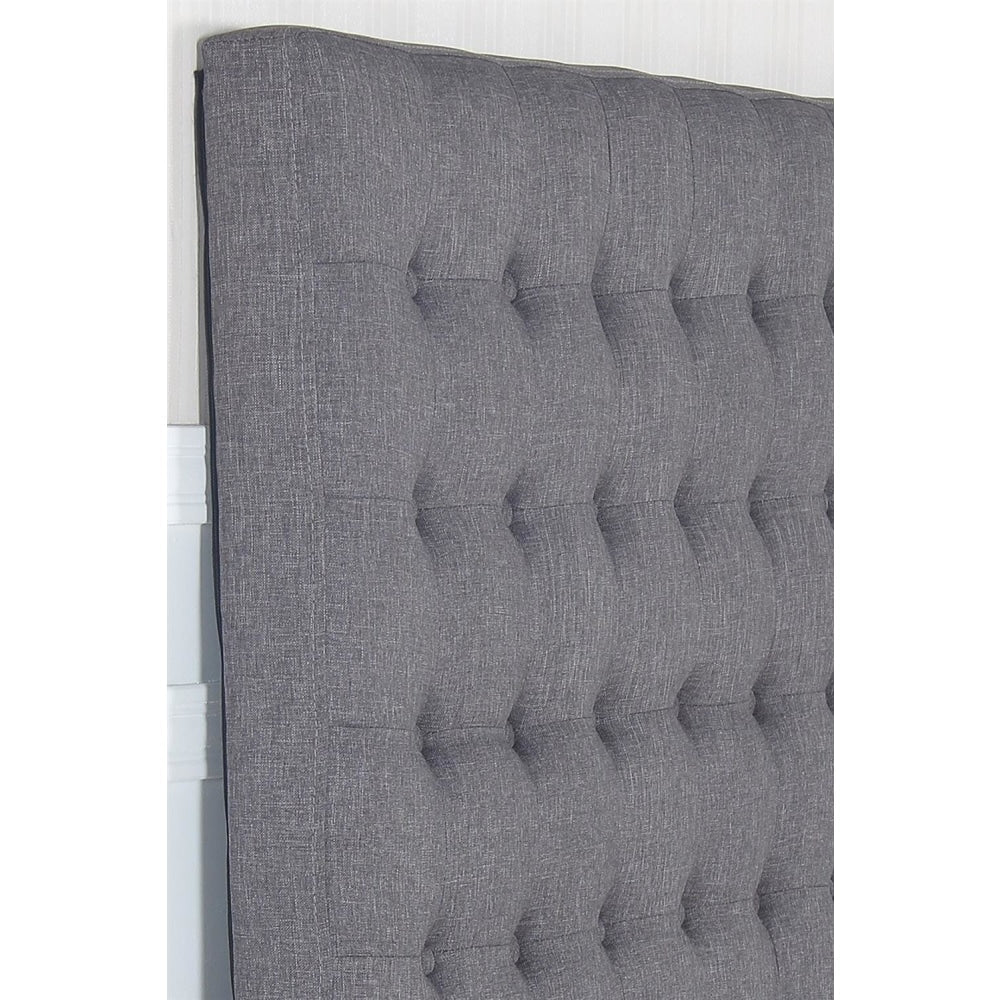 Bed Head King Charcoal Headboard Upholstery Fabric Tufted Buttons Frame Fast shipping On sale