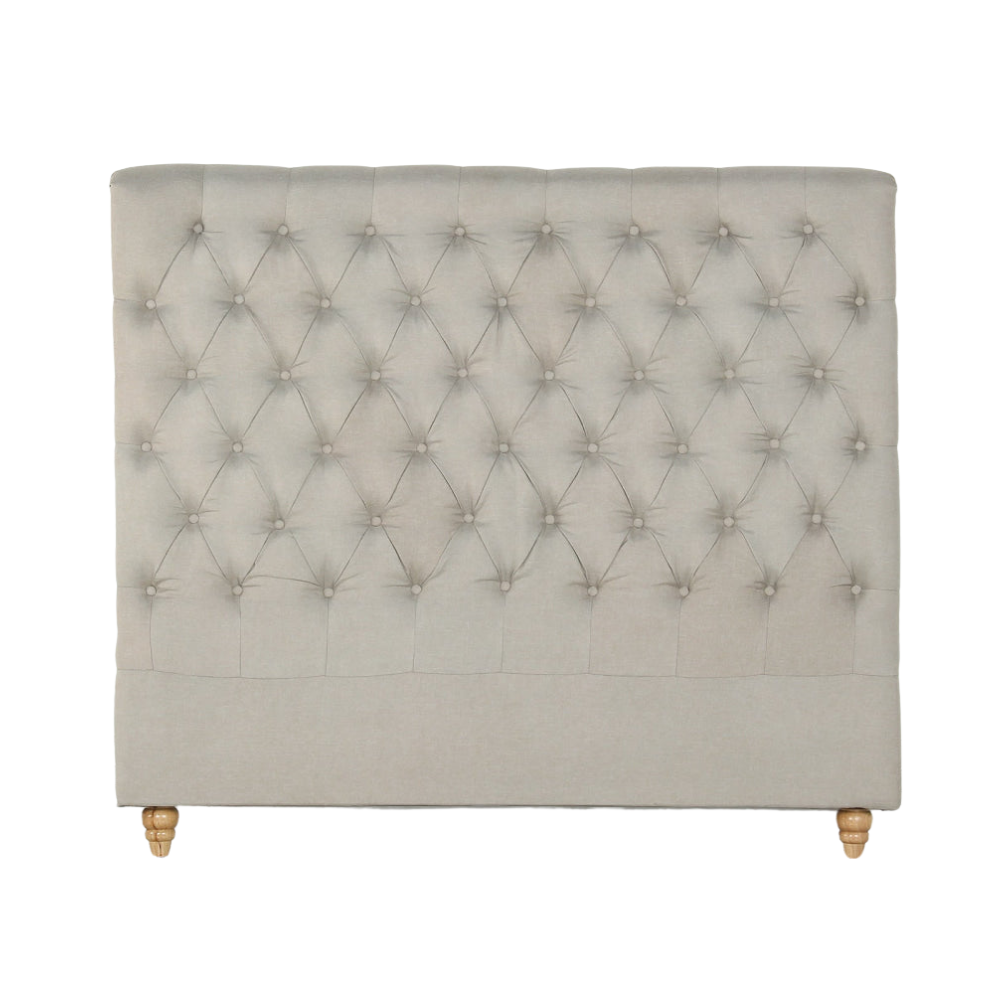 Bed Head King Size French Provincial Headboard Upholsterd Fabric Beige Frame Fast shipping On sale