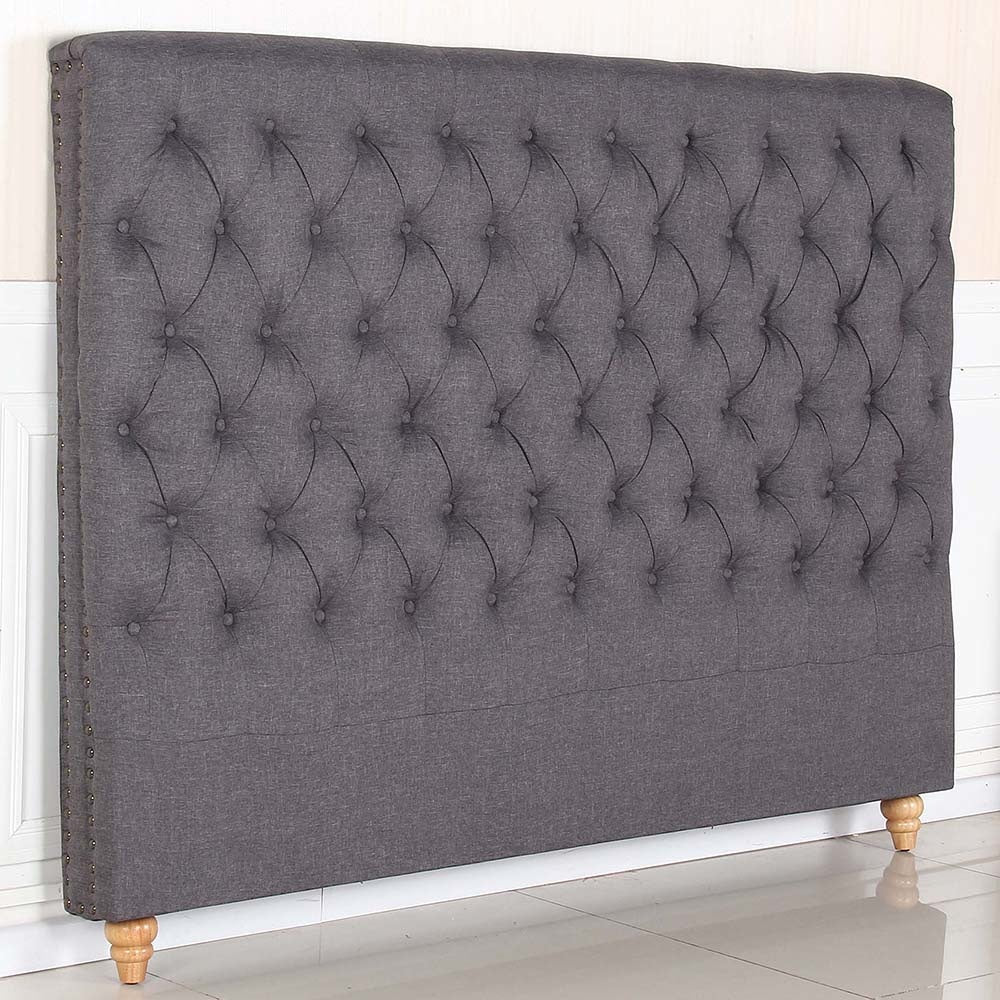 Bed Head King Size French Provincial Headboard Upholsterd Fabric Charcoal Frame Fast shipping On sale