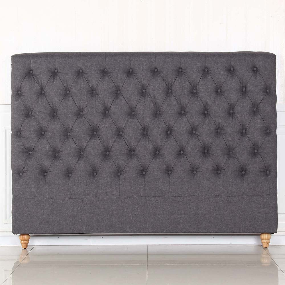 Bed Head King Size French Provincial Headboard Upholsterd Fabric Charcoal Frame Fast shipping On sale