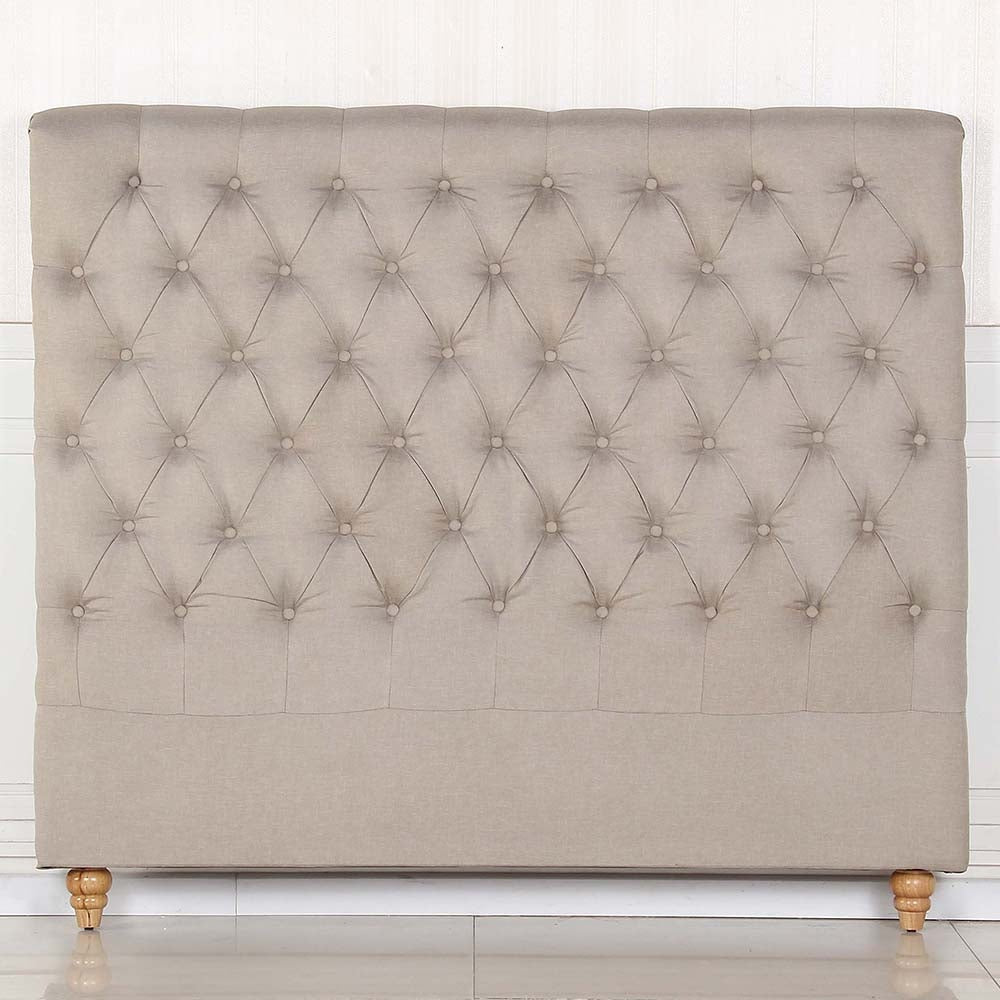 Bed Head Queen Size French Provincial Headboard Upholsterd Fabric Beige Frame Fast shipping On sale