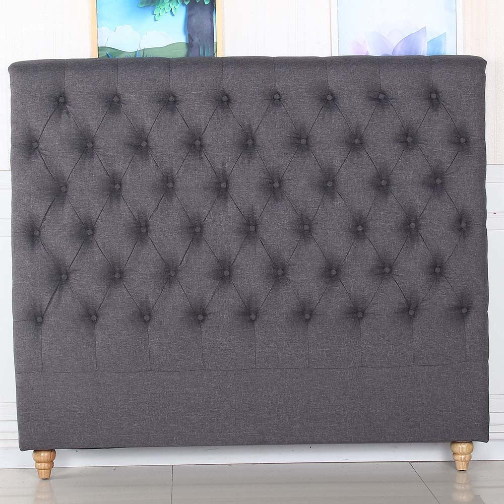 Bed Head Queen Size French Provincial Headboard Upholsterd Fabric Charcoal Frame Fast shipping On sale