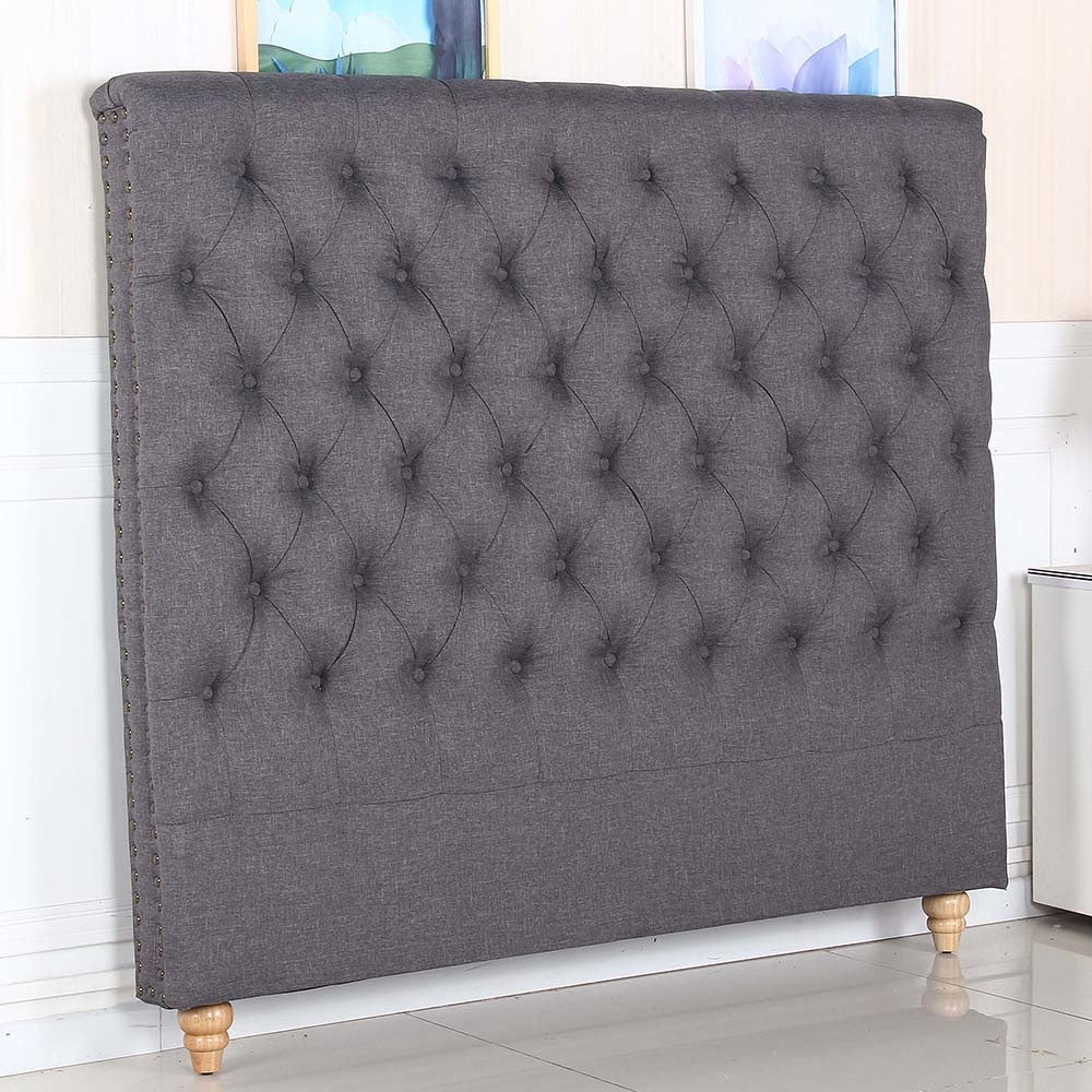 Bed Head Queen Size French Provincial Headboard Upholsterd Fabric Charcoal Frame Fast shipping On sale