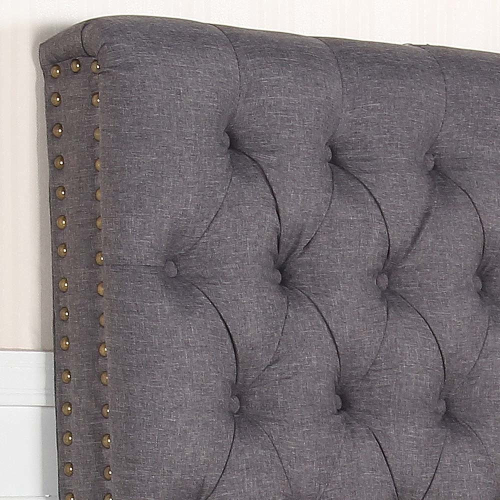 Bed Head Queen Size French Provincial Headboard Upholsterd Fabric Charcoal Frame Fast shipping On sale