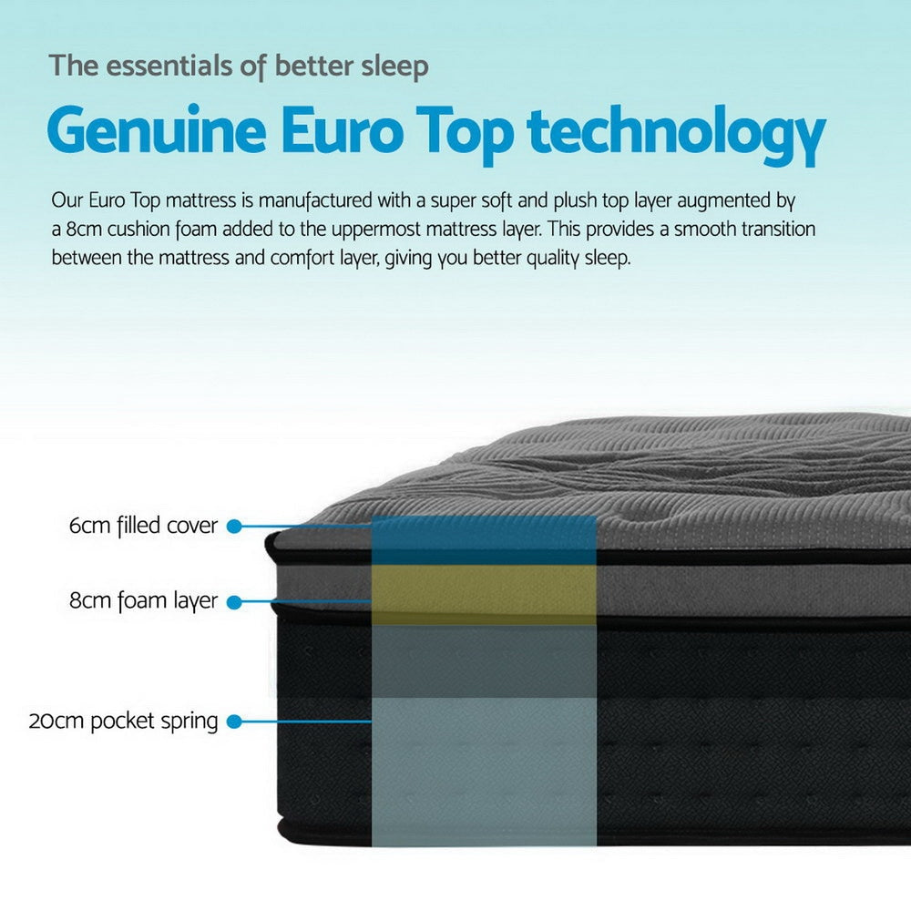 Bedding Alanya Euro Top Pocket Spring Mattress 34cm Thick – King Fast shipping On sale