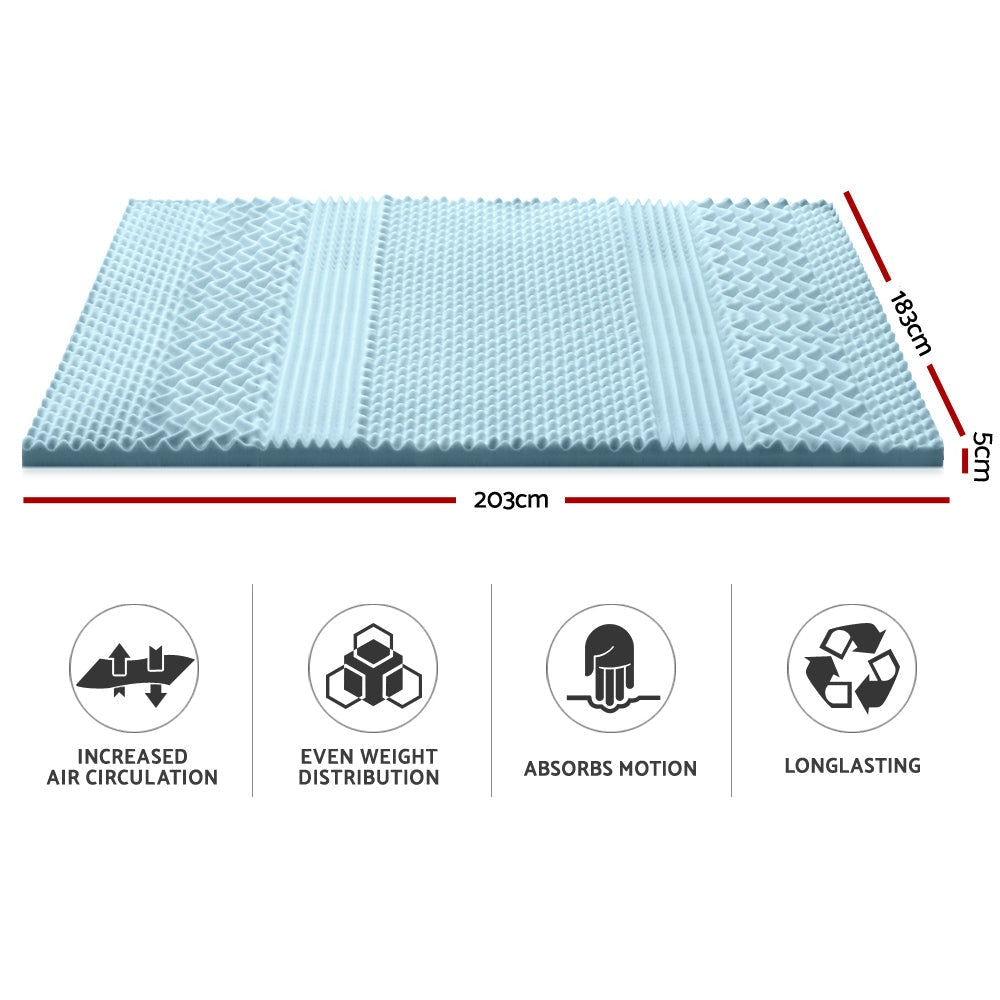 Bedding Cool Gel 7-zone Memory Foam Mattress Topper w/Bamboo Cover 5cm - King Fast shipping On sale