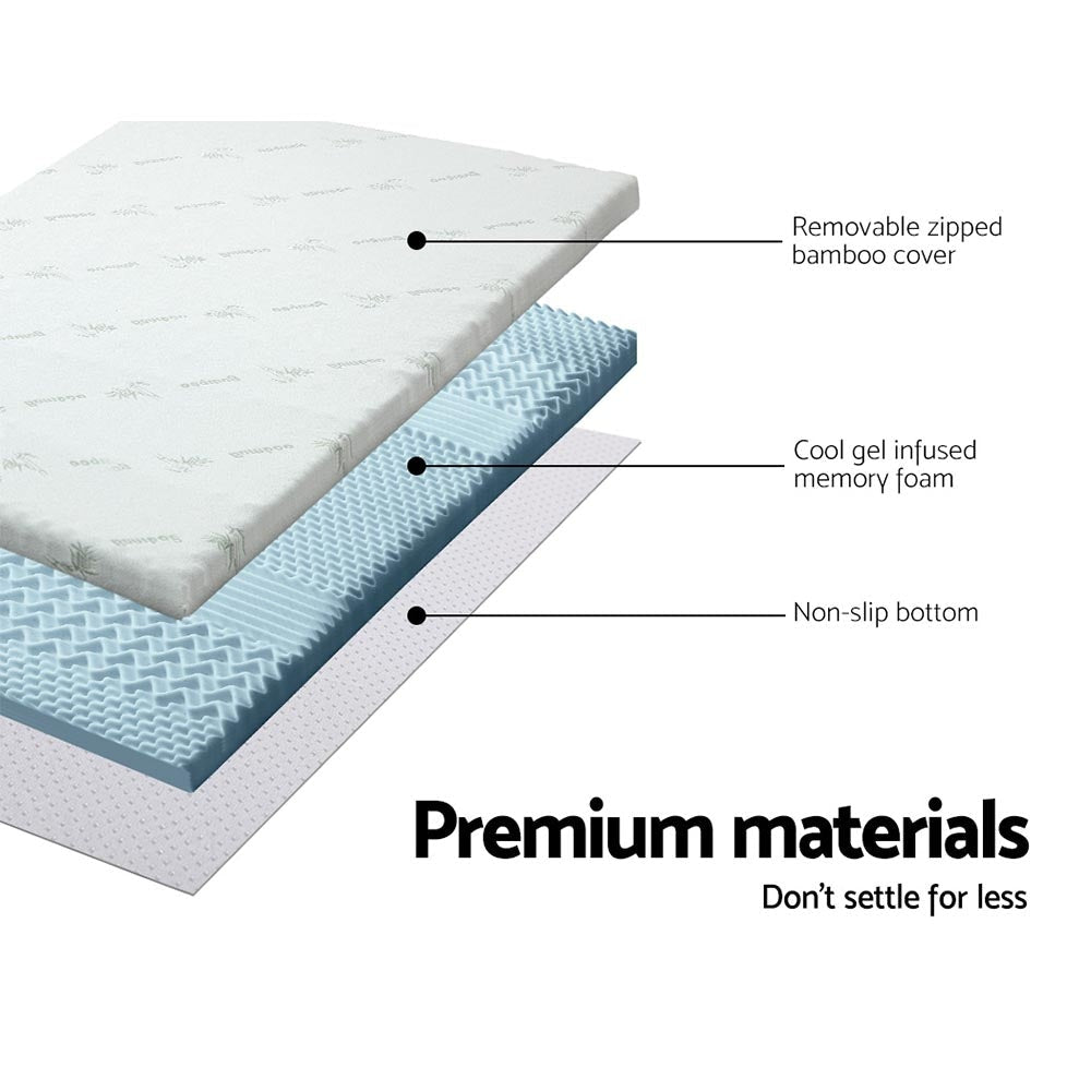 Bedding Cool Gel 7 - zone Memory Foam Mattress Topper w/Bamboo Cover 5cm - Queen Fast shipping On sale