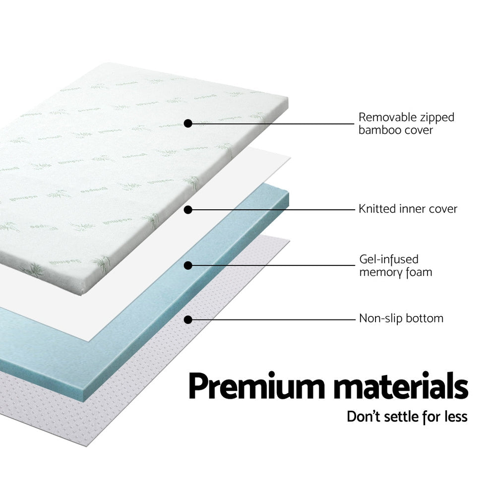 Bedding Cool Gel Memory Foam Mattress Topper w/Bamboo Cover 5cm - Queen Fast shipping On sale