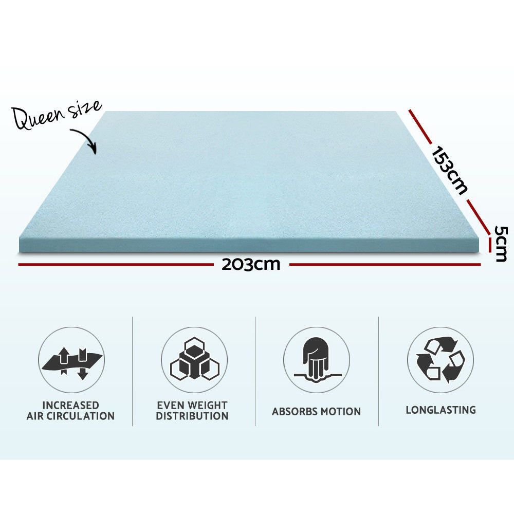 Bedding Cool Gel Memory Foam Mattress Topper w/Bamboo Cover 5cm - Queen Fast shipping On sale