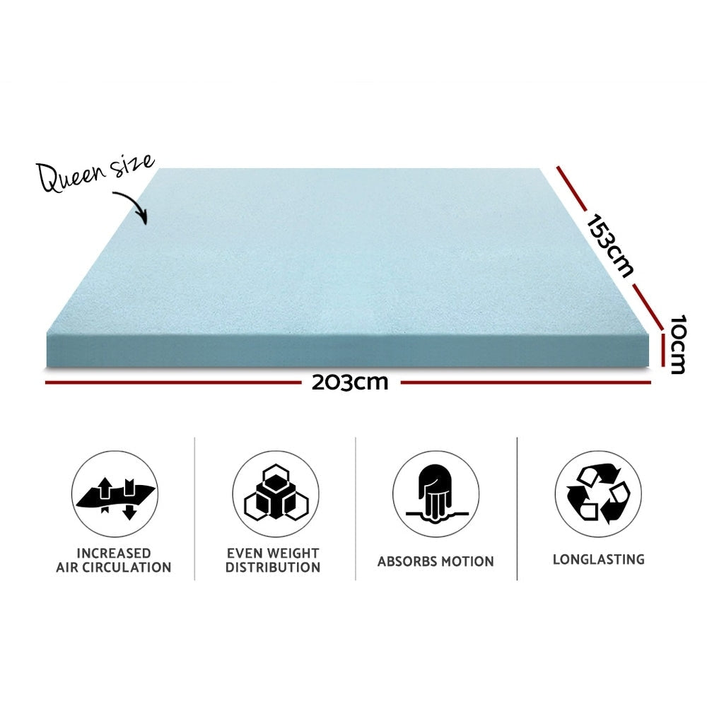 Bedding Cool Gel Memory Foam Mattress Topper w/Bamboo Cover 10cm - Queen Fast shipping On sale