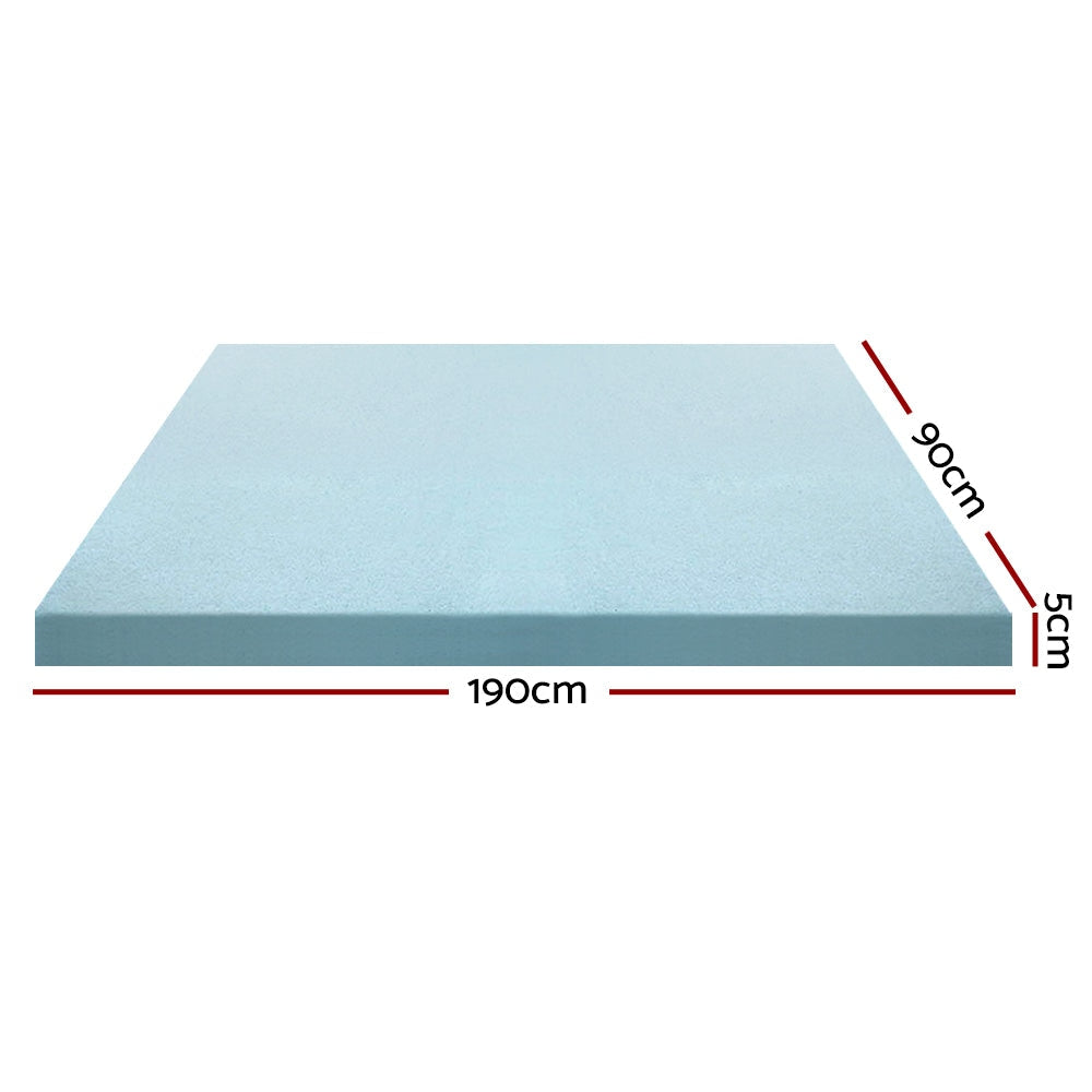 Bedding Cool Gel Memory Foam Mattress Topper w/Bamboo Cover 5cm - Single Fast shipping On sale