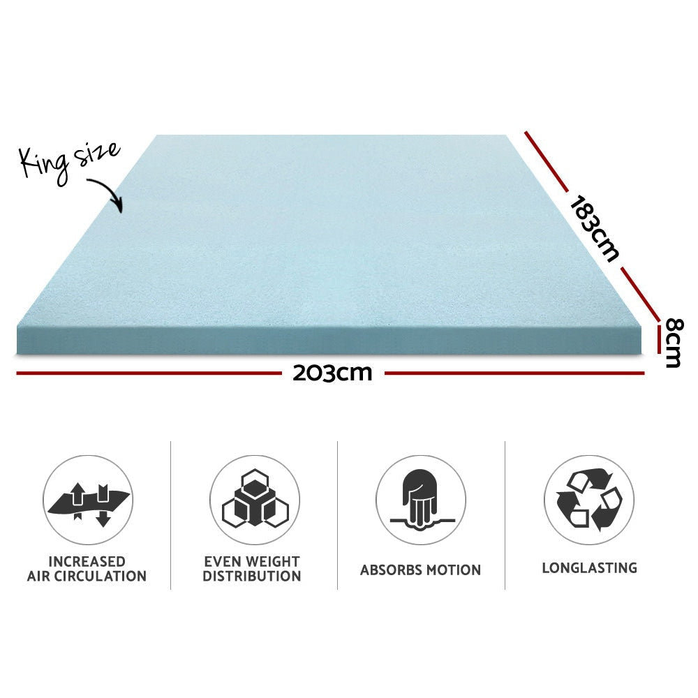 Bedding Cool Gel Memory Foam Mattress Topper w/Bamboo Cover 8cm - King Fast shipping On sale