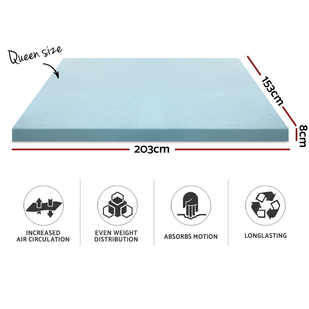 Bedding Cool Gel Memory Foam Mattress Topper w/Bamboo Cover 8cm - Queen Fast shipping On sale