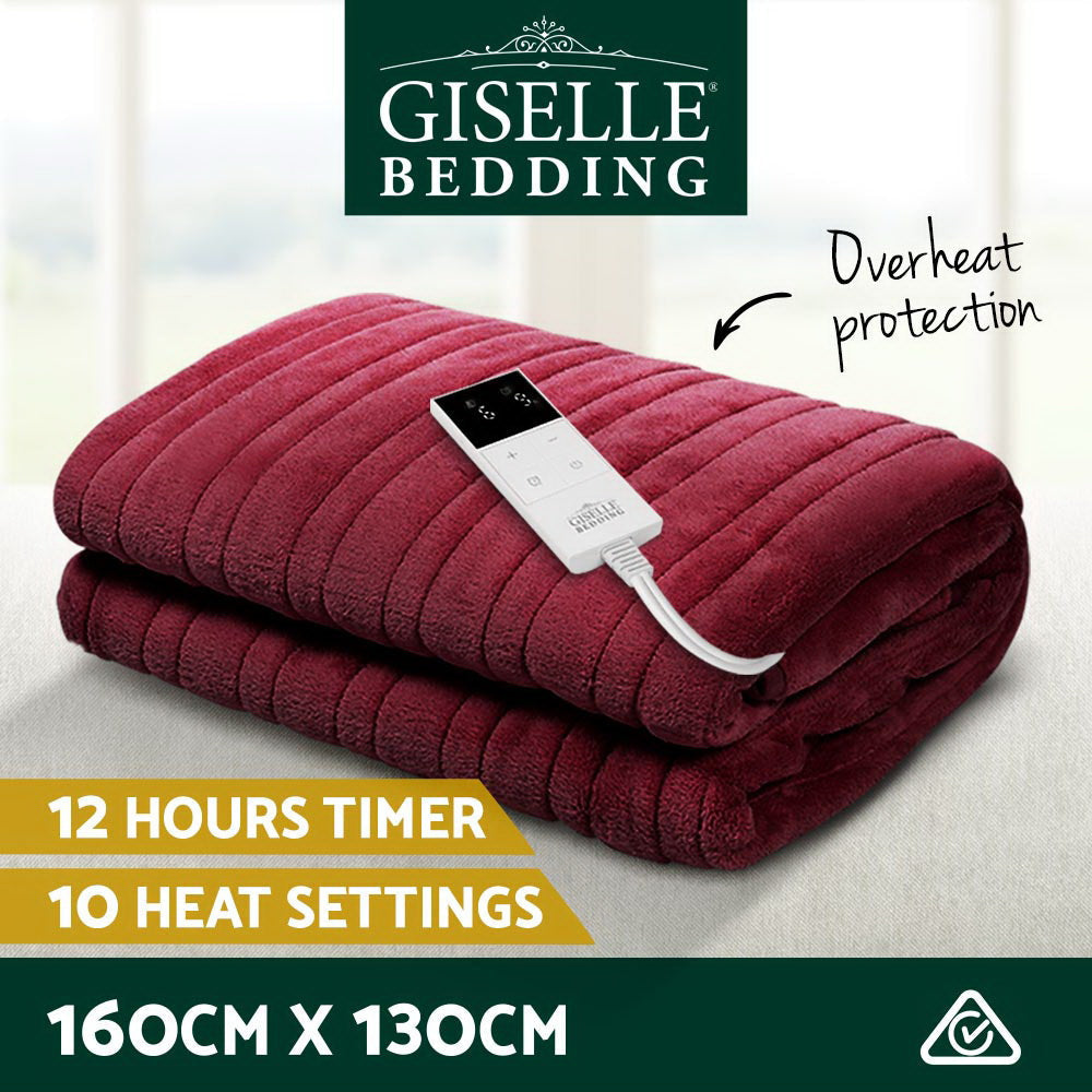 Bedding Electric Throw Blanket - Burgundy Fast shipping On sale