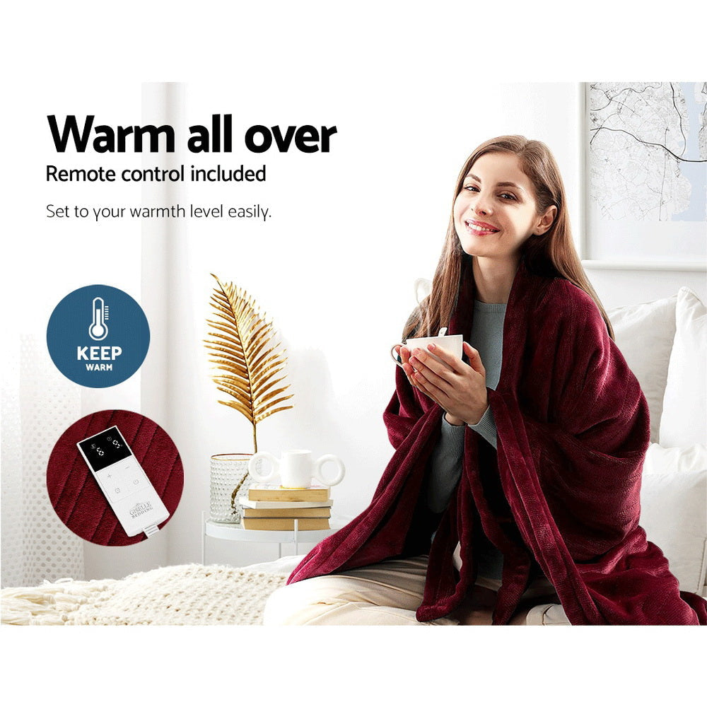 Bedding Electric Throw Blanket - Burgundy Fast shipping On sale