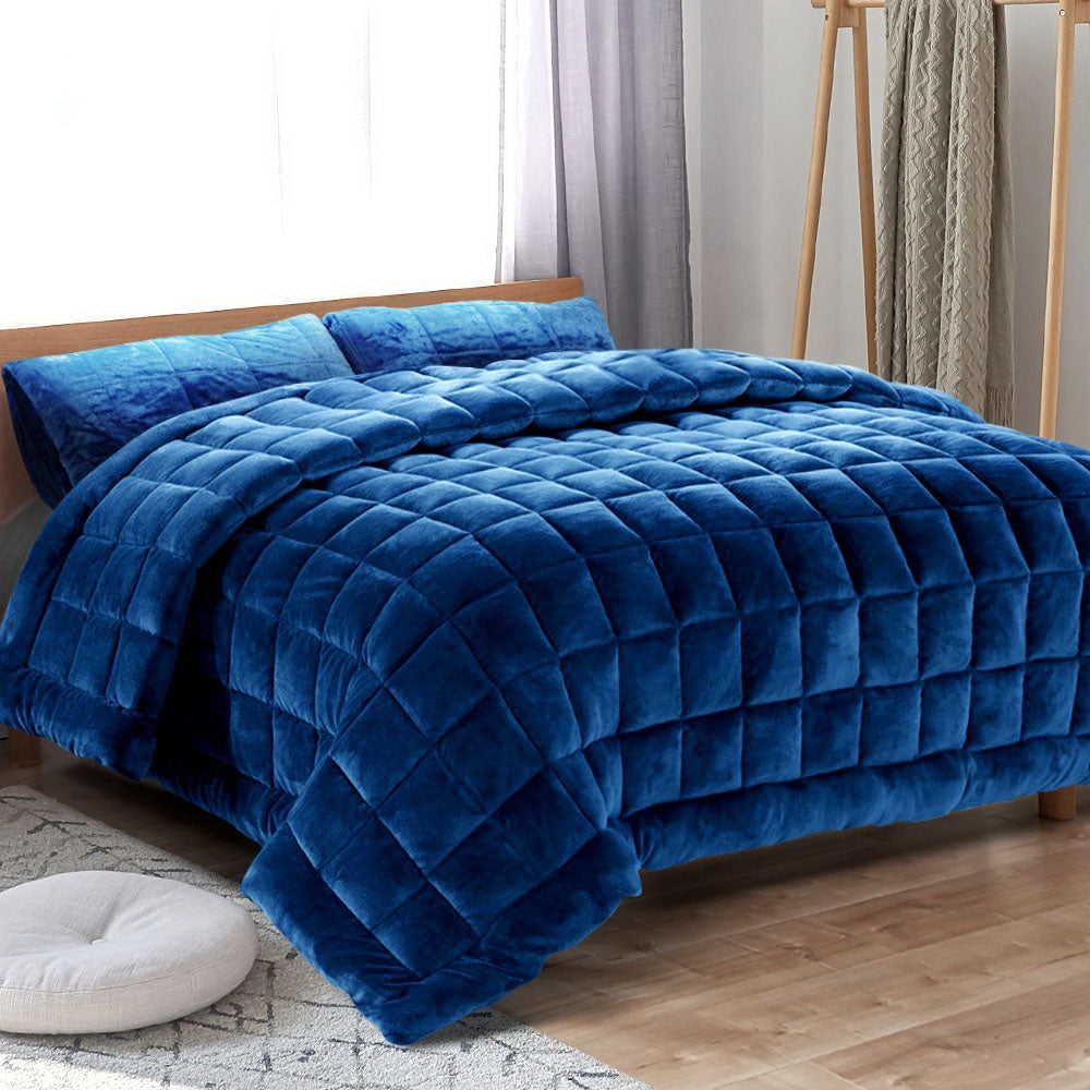 Bedding Faux Mink Quilt Comforter Winter Weight Throw Blanket Teal Super King Fast shipping On sale