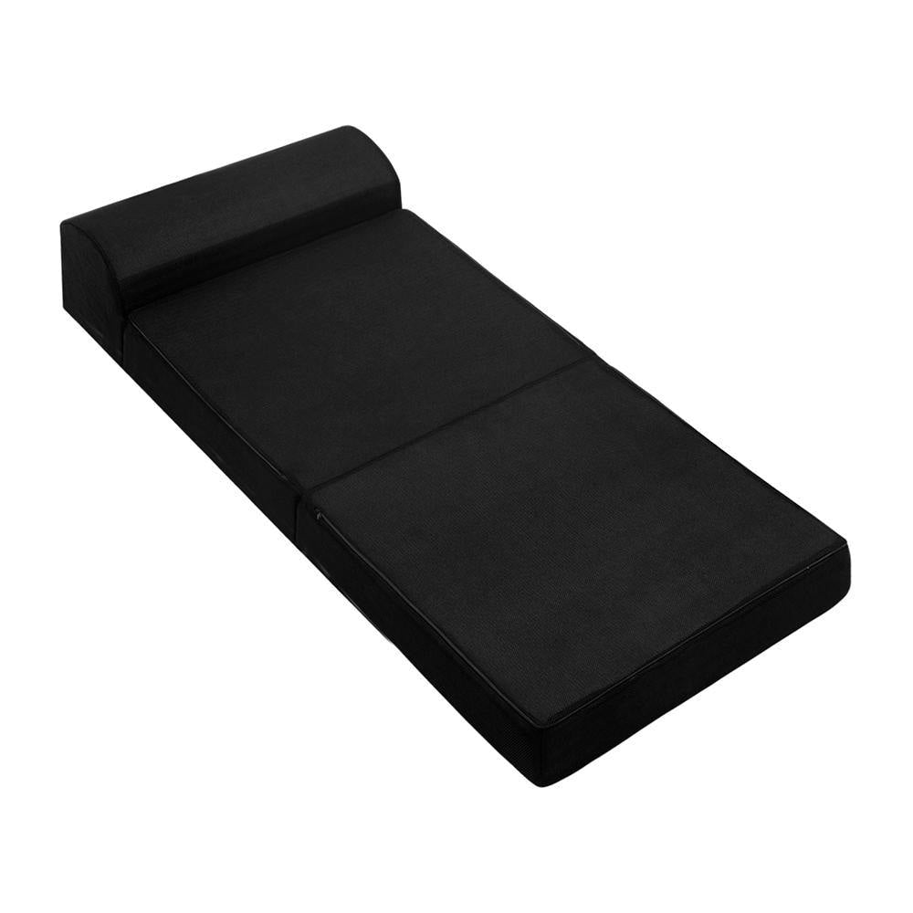 Bedding Folding Foam Mattress Portable Single Sofa Bed Mat Air Mesh Fabric Black Fast shipping On sale