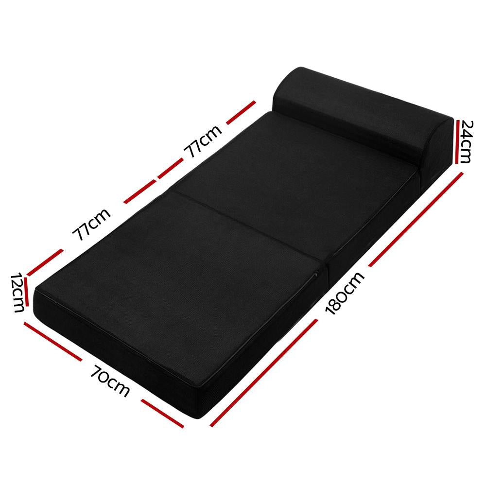 Bedding Folding Foam Mattress Portable Single Sofa Bed Mat Air Mesh Fabric Black Fast shipping On sale
