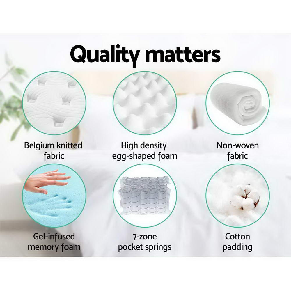 Bedding Franky Euro Top Cool Gel Pocket Spring Mattress 34cm Thick – Double Fast shipping On sale