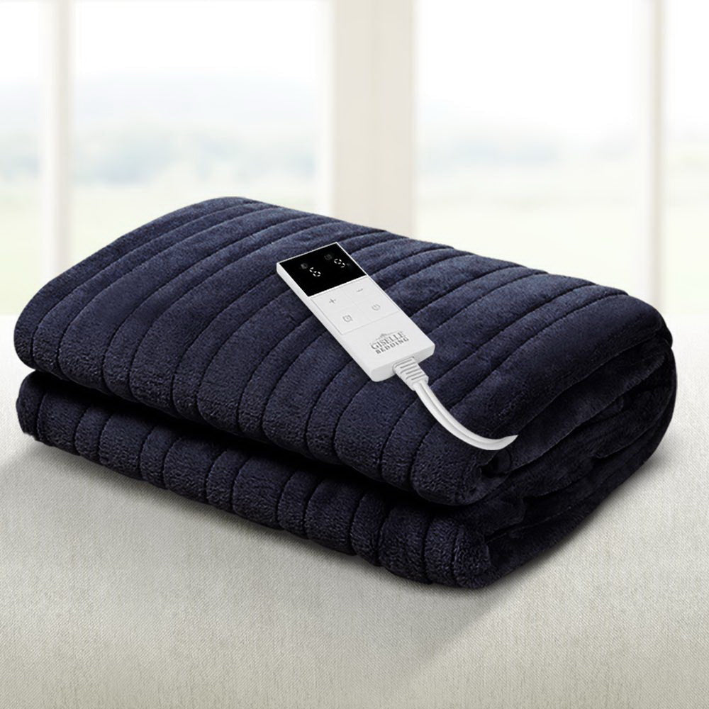 Bedding Heated Electric Throw Rug Fleece Sunggle Blanket Washable Charcoal Fast shipping On sale