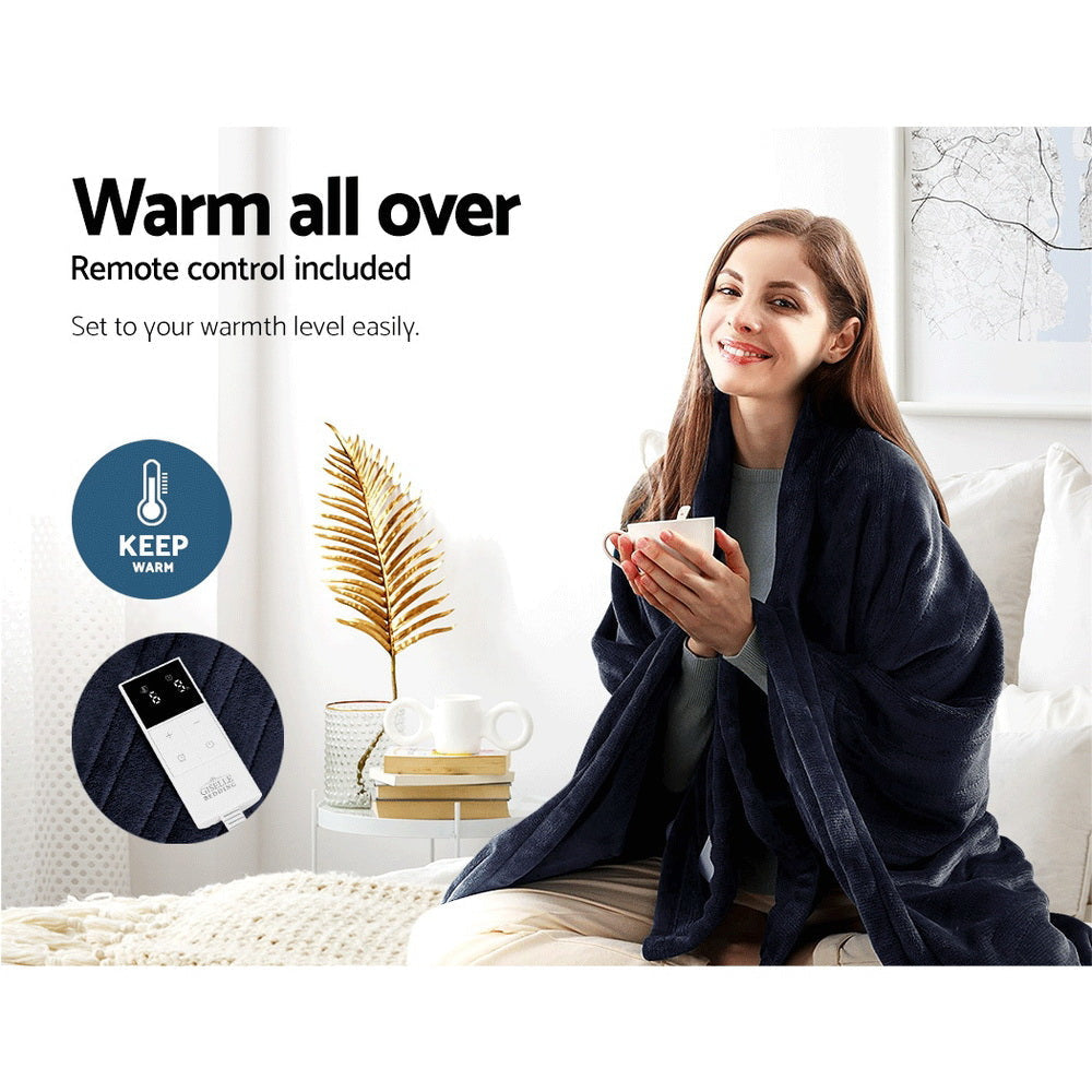 Bedding Heated Electric Throw Rug Fleece Sunggle Blanket Washable Charcoal Fast shipping On sale