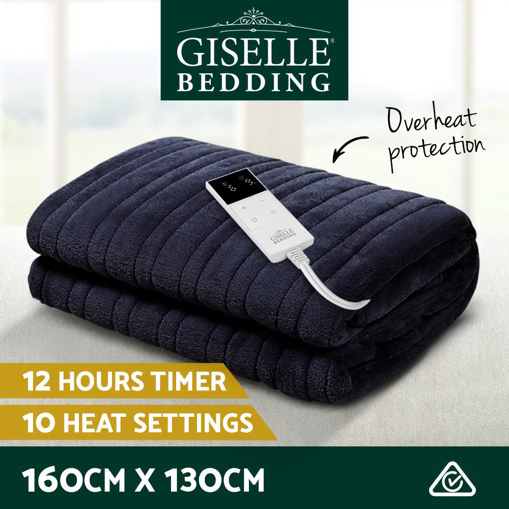 Bedding Heated Electric Throw Rug Fleece Sunggle Blanket Washable Charcoal Fast shipping On sale