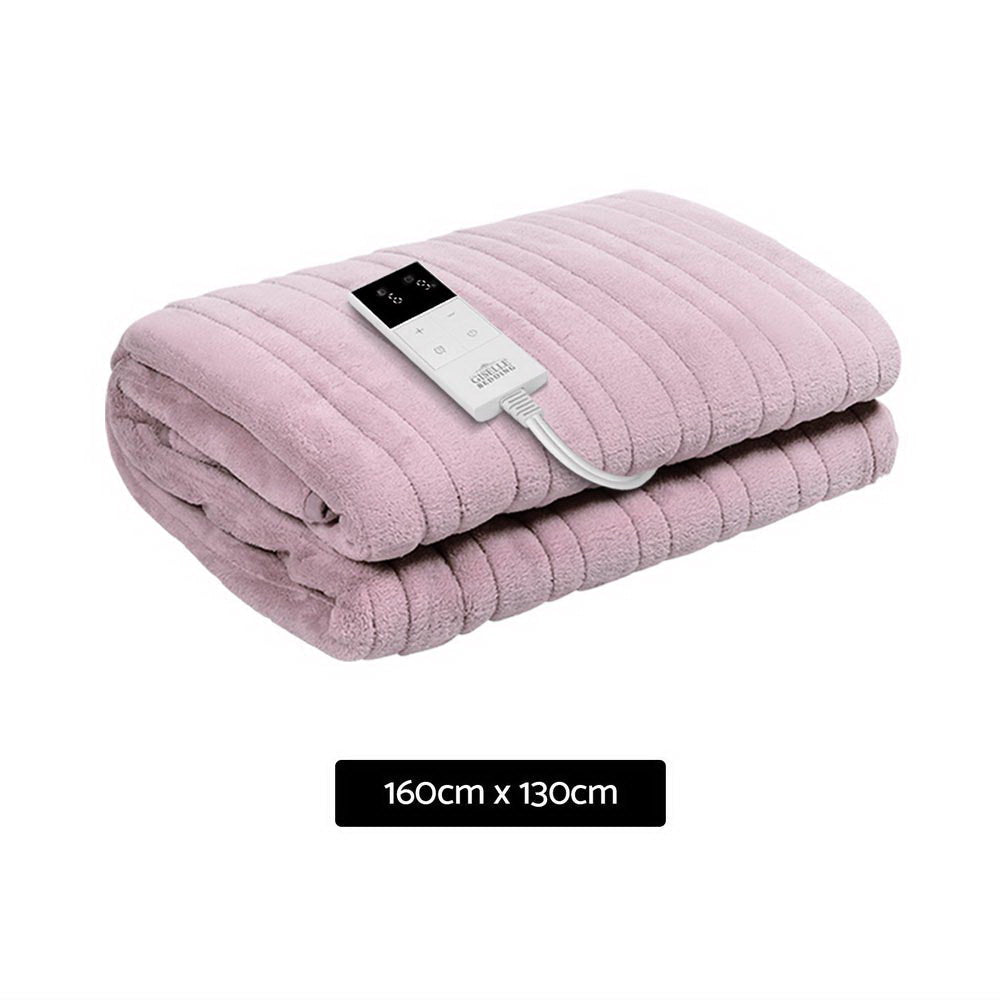 Bedding Heated Electric Throw Rug Fleece Sunggle Blanket Washable Pink Fast shipping On sale