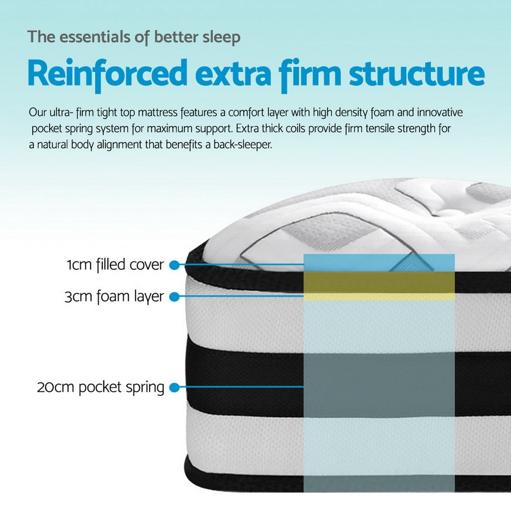 Bedding Rumba Tight Top Pocket Spring Mattress 24cm Thick – Double Fast shipping On sale