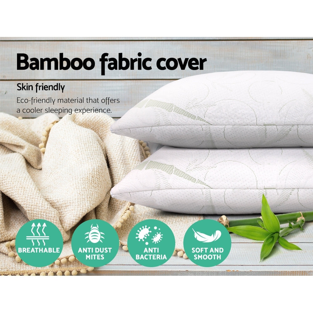 Bedding Set of 2 Bamboo Pillow with Memory Foam Fast shipping On sale